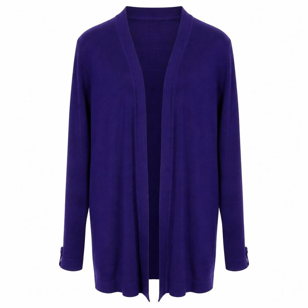 Front view of Jessica Graaf women’s purple cardigan jumper, size M