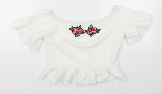 Preworn Womens White   Cropped Blouse Size S