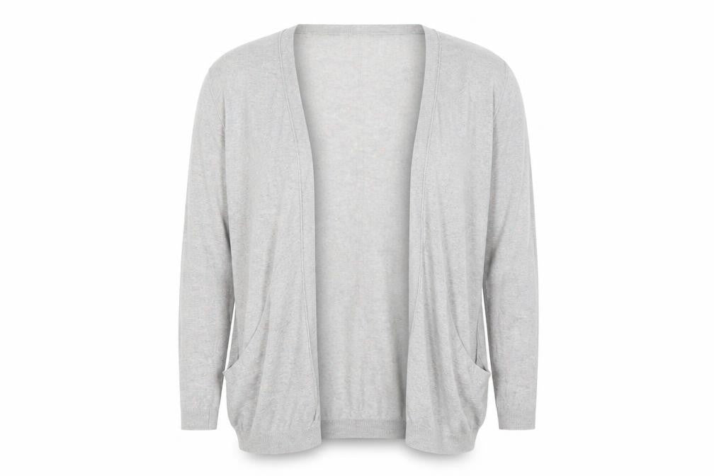 Front view of H&M women’s grey cardigan jumper, size M