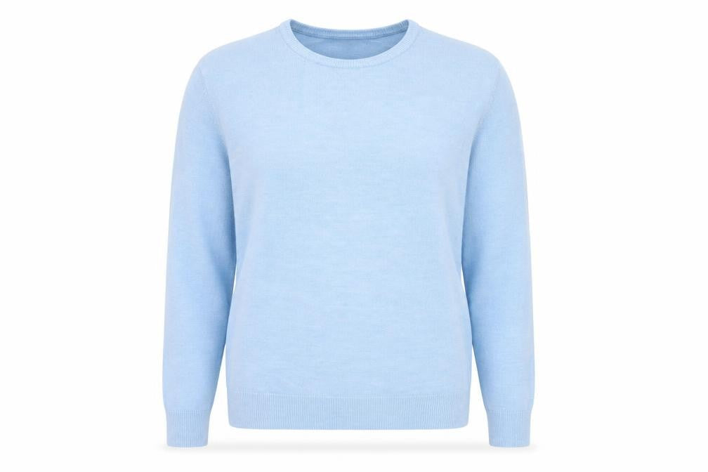 Front view of Dunnes women’s blue knit jumper, size L
