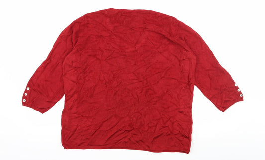 Per Una Womens Red  Knit Pullover Jumper Size 14