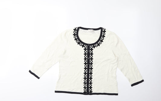 CC Petite Womens White  Knit Cardigan Jumper Size M