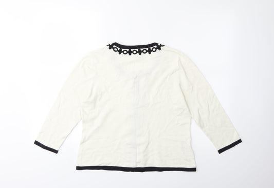 CC Petite Womens White  Knit Cardigan Jumper Size M
