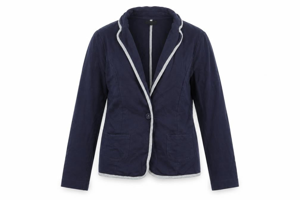 Front view of Papaya women’s blue jacket blazer, size UK 12