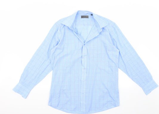 Additional front view of Greenwoods men’s blue button-up, size 15