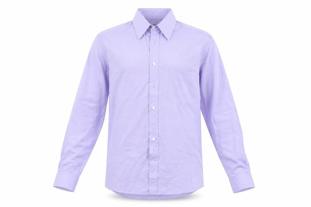 Front view of Burton men’s purple button-up, size 15