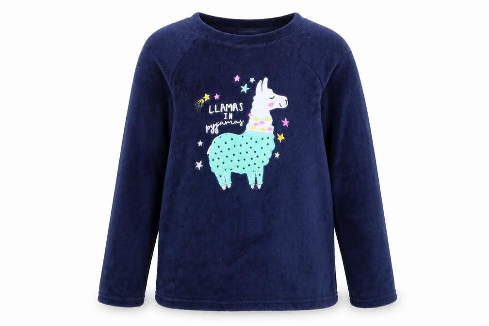 Front view of Just like you girls’ blue top pyjama top, size 12-13, years