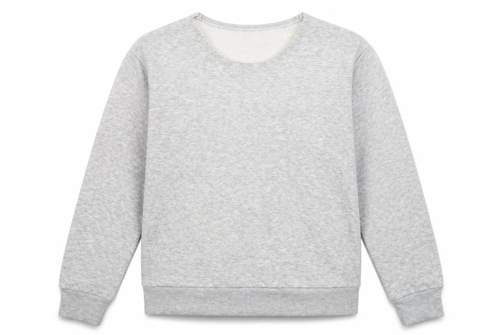 Front view of Primark women’s grey pullover sweatshirt, size UK 6, - oversized