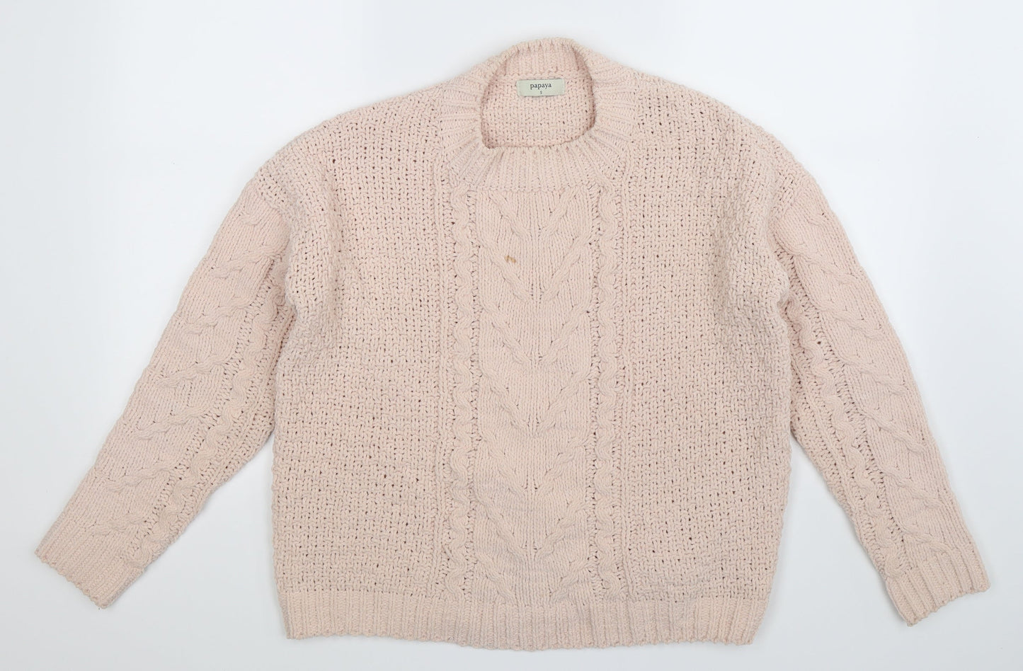 Papaya Womens Beige  Knit Pullover Jumper Size S  - Oversized