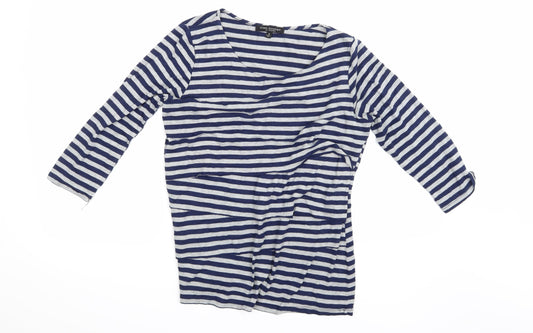 Green Envelope Womens Blue Striped  Basic T-Shirt Size 10