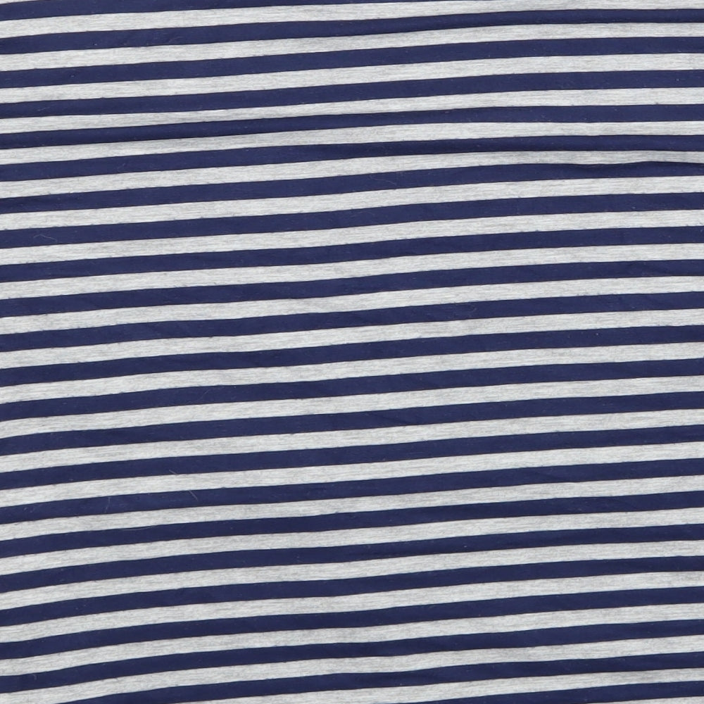 Green Envelope Womens Blue Striped  Basic T-Shirt Size 10