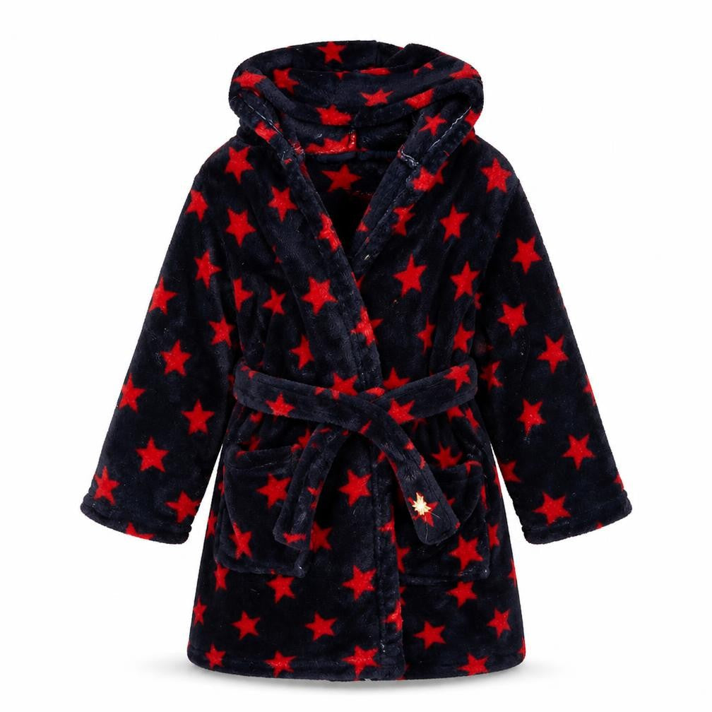 Front view of rebal girls’ blue top robe, size 2-3, years