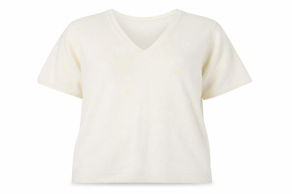 Front view of Casual Comfort women’s white knit jumper, size XL