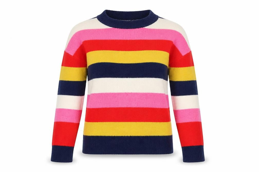 Front view of Yet Again women’s blue striped jumper, size XS