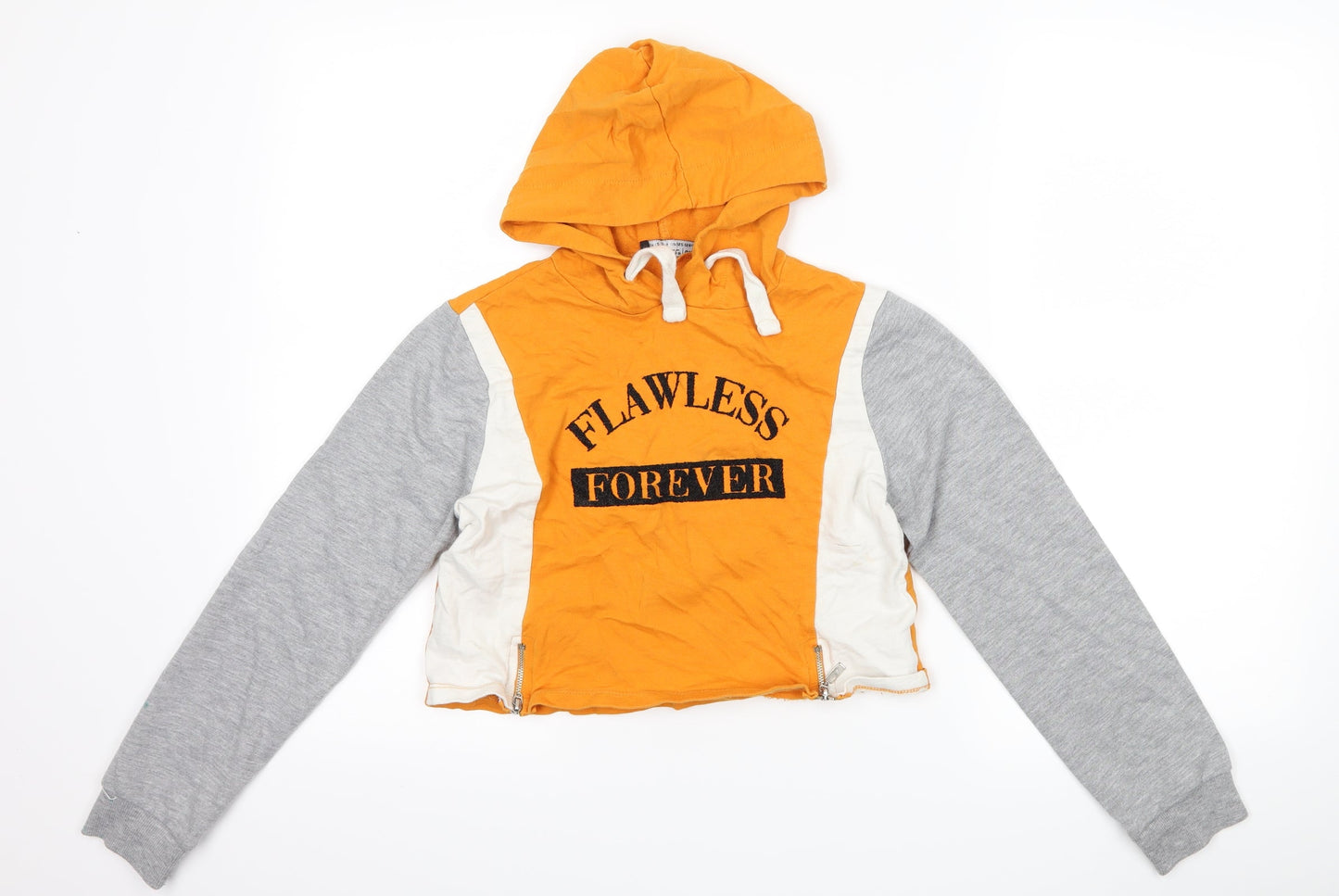 Select Girls Orange   Pullover Hoodie Size 12-13 Years  - slogan