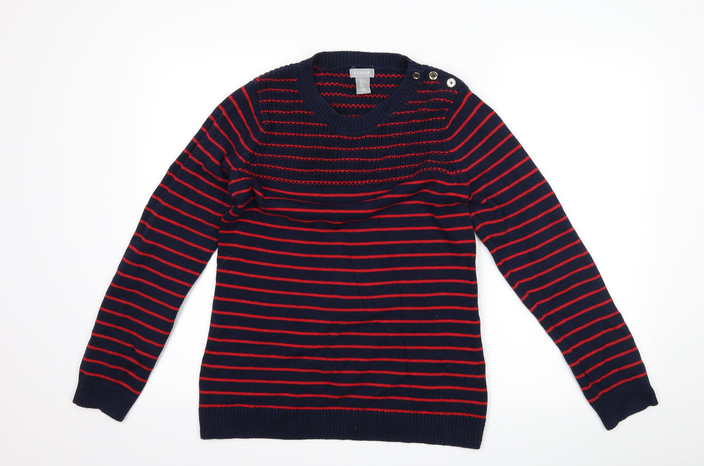 Kenar Womens Blue Striped  Pullover Jumper Size L