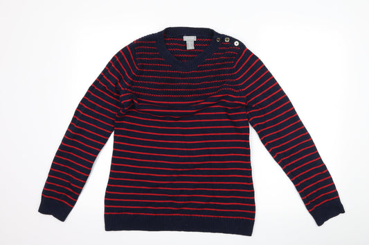 Kenar Womens Blue Striped  Pullover Jumper Size L