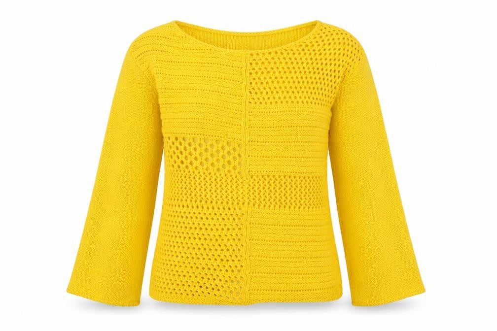 Front view of Papaya women’s yellow jumper, size S