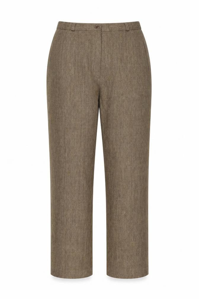 Front view of Berkertex women’s brown trousers, size UK 16, 26-inch leg