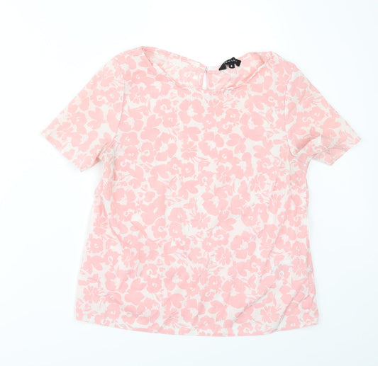 New Look Womens Pink Floral  Tunic Blouse Size 8