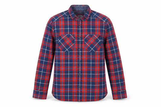 Front view of Preworn men’s multicoloured check button-up, size S