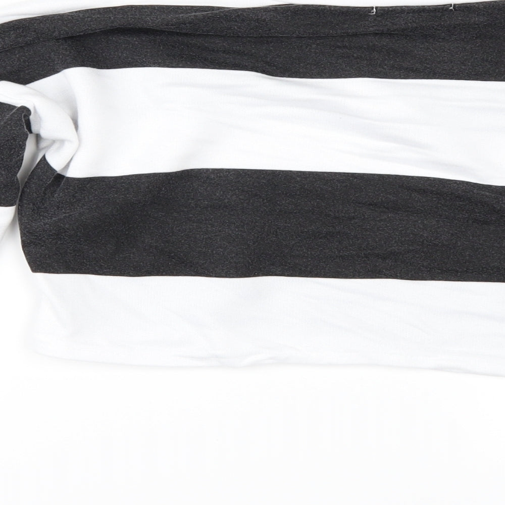 PRETTYLITTLETHING Womens White Striped  Pullover Sweatshirt Size 8  - cropped