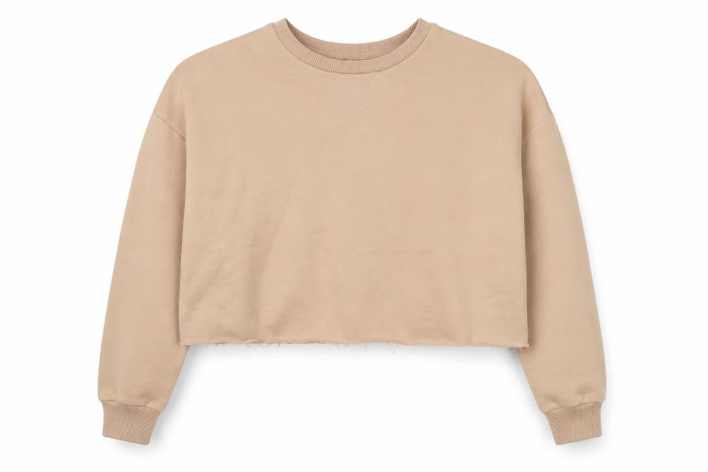 Front view of Primark women’s beige pullover sweatshirt, size S, - cropped