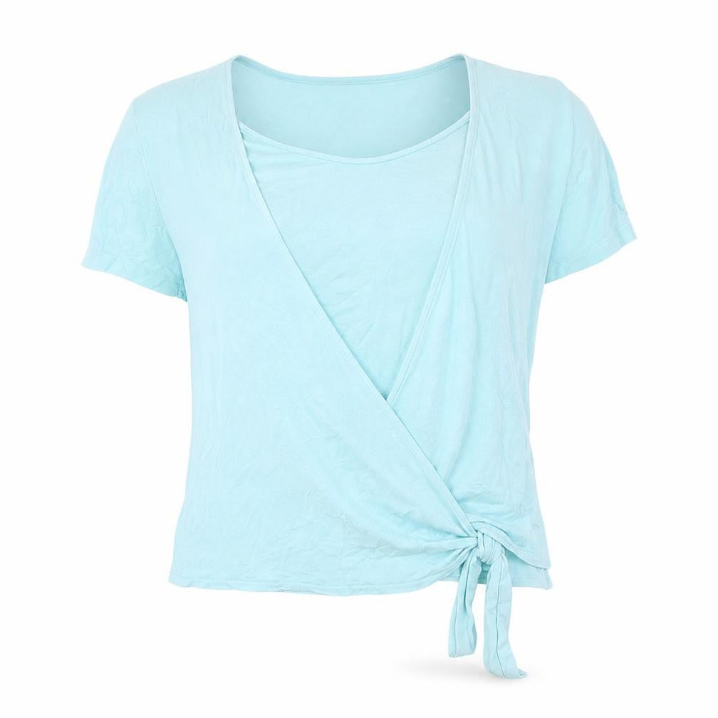 Front view of Lakeland women’s blue basic t-shirt, size UK 18