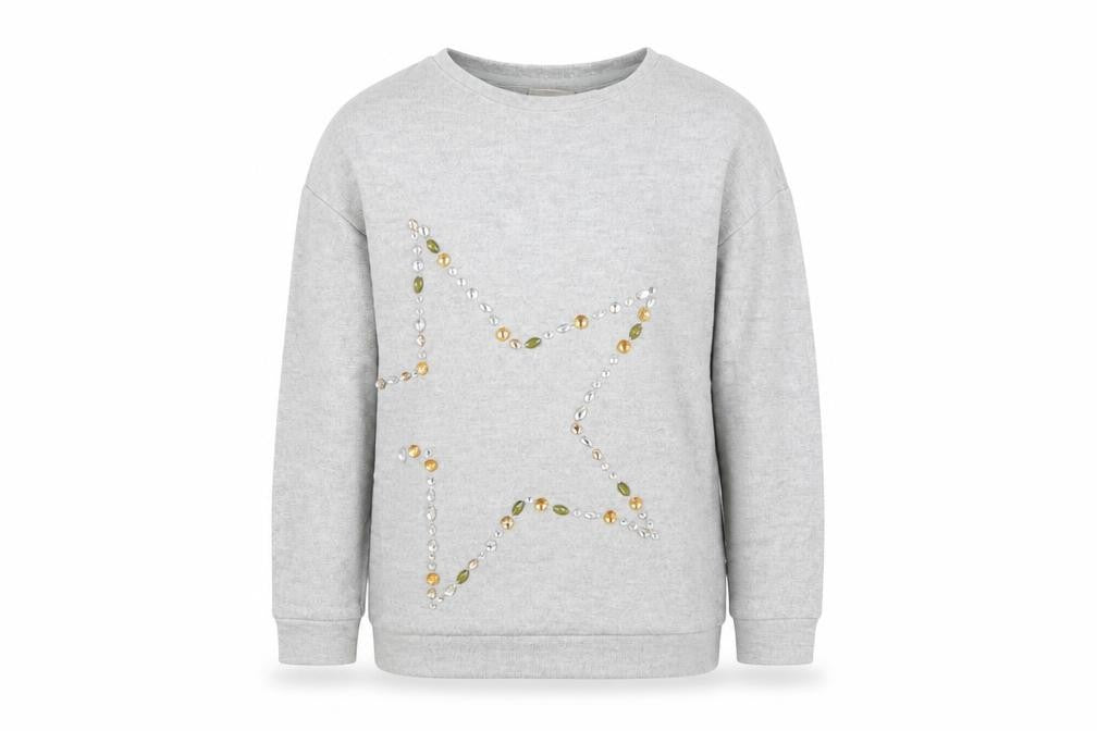 Front view of Next girls’ grey jumper, size 8, years - star