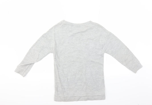 NEXT Girls Grey   Pullover Jumper Size 8 Years  - Star