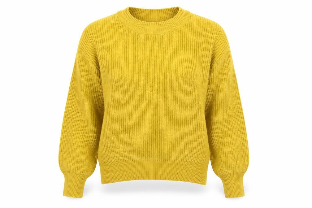 Front view of H&M women’s yellow jumper, size M