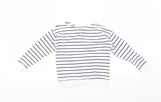 Primark Girls White Striped  Pullover Sweatshirt Size 5-6 Years