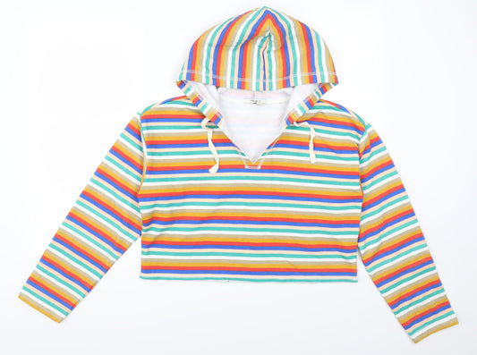 FOREVER 21 Womens Multicoloured Striped  Pullover Hoodie Size S