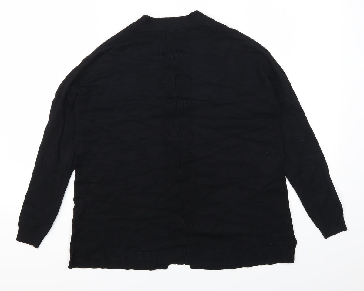 Back view of M&Co women’s black cardigan jumper, size UK 8