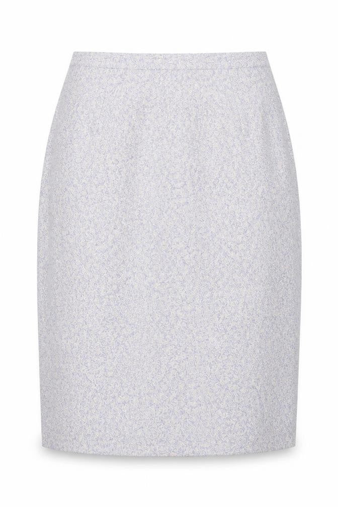 Front view of Preworn women’s purple straight & pencil skirt, size UK 10
