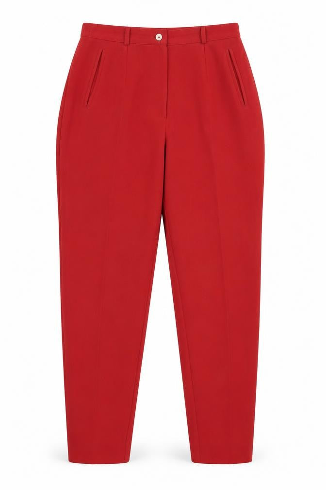 Front view of Gregory Pat women’s red trousers, size UK 16, 28-inch leg
