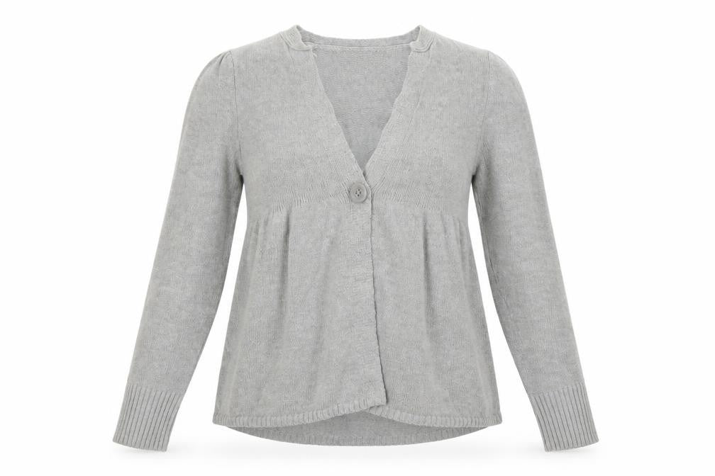 Front view of To the Max women’s grey cardigan jumper, size M