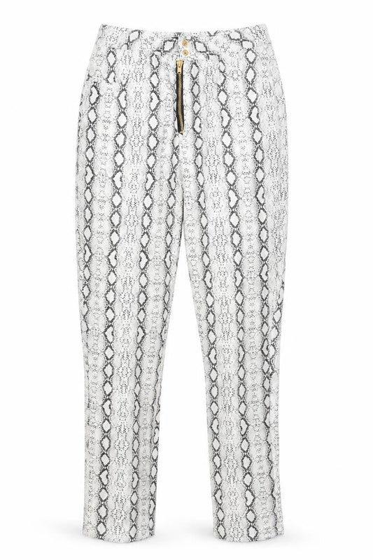 PRETTYLITTLETHING Womens White Animal Print  Trousers  Size 6 L27 in