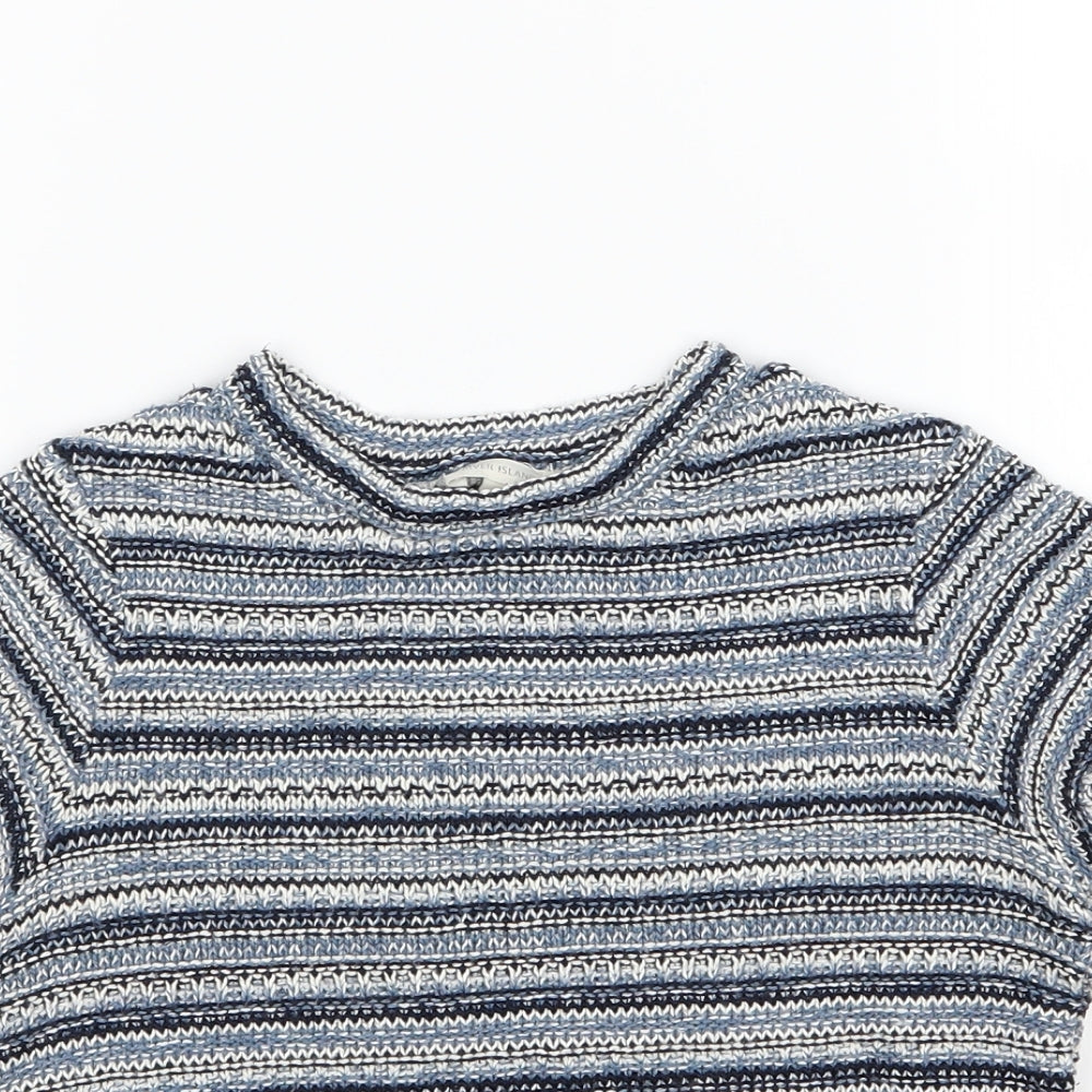 River Island Womens Blue Striped Knit Pullover Jumper Size 8