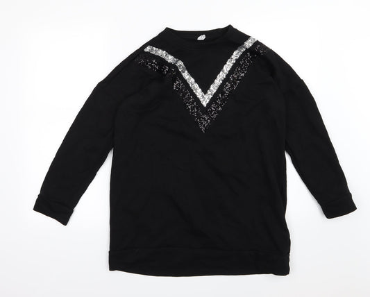 Defacto Womens Black Striped Jersey Pullover Sweatshirt Size XS  - Sequin oversized