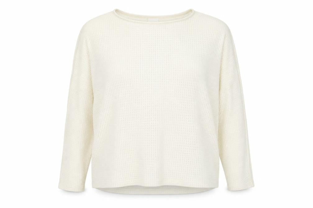 Front view of H&M women’s ivory knit jumper, size L