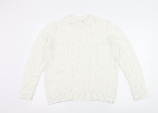 Papaya Womens White  Knit Pullover Jumper Size M