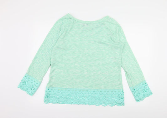 Paramour Womens Green  Knit Pullover Jumper Size M  - Crochet detail