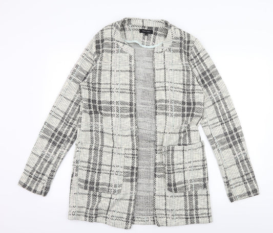 New Look Womens Ivory Plaid Jersey Jacket  Size 12