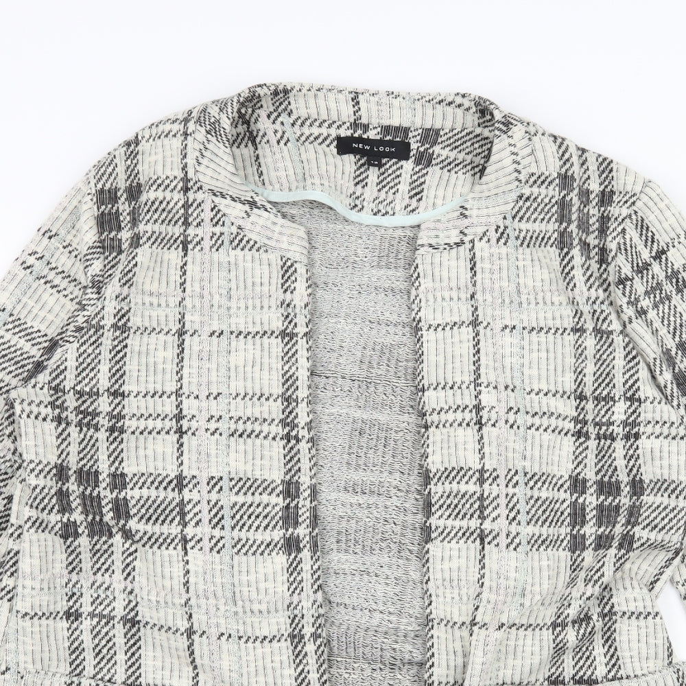 New Look Womens Ivory Plaid Jersey Jacket  Size 12