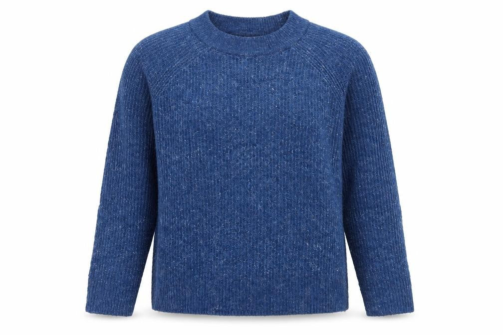Front view of H&M women’s blue knit jumper, size M