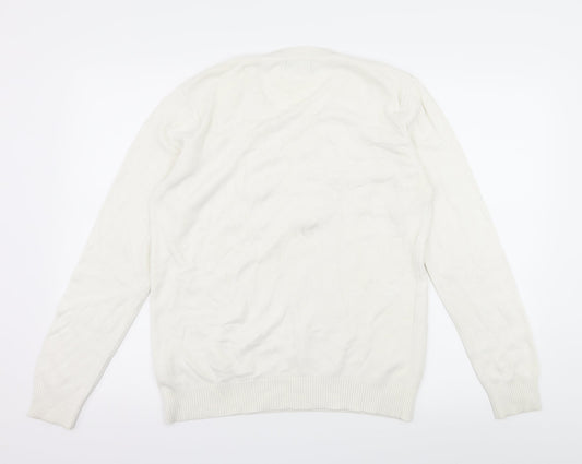 Claudia C Womens White Animal Print Knit Pullover Jumper Size L