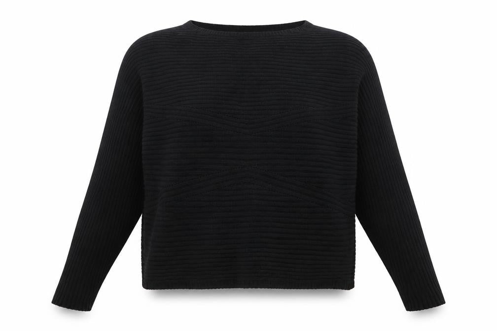 Front view of KappAhl women’s black knit jumper, size M