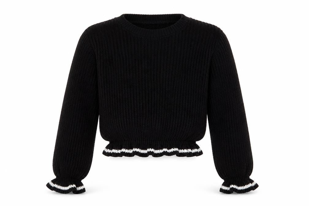 Front view of Select girls’ black knit jumper, size 12-13, years
