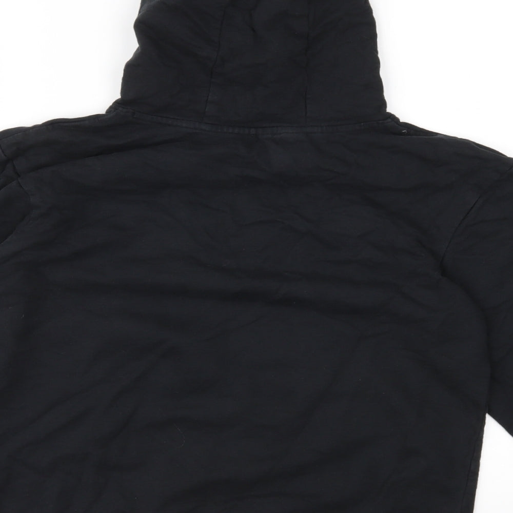 Brand and care label for Bon Prix boys’ black jersey pullover hoodie, size 12-13, years